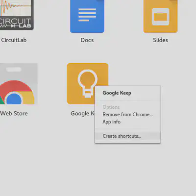 App right-click menu